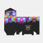 90e verjaardag Zwarte en gouden ballonnen Bedankdoosjes (Uitgevouwen)