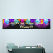 90e verjaardag Zwarte en gouden ballonnen Spandoek (Beurs)