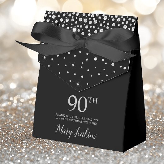 90e verjaardag Zwarte Glitterende Dank Je Bedankdoosjes