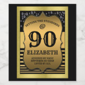 90e verjaardag Zwarte & Gold-standaarden Wijn Etiket (Enkel label)