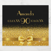 90e verjaardag zwarte gouden naam chic sparkling wijnetiket (Enkel label)
