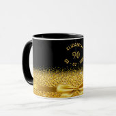 90e verjaardag zwarte gouden naam klassieke elegan mok (Voorkant links)