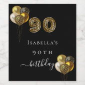 90e verjaardag zwarte goudluipaard dierwijn etiket (Enkel label)