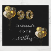 90e verjaardag zwarte goudluipaard sparkling wijnetiket (Enkel label)