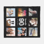 90e verjaardag zwarte zilveren foto collage naam fleece deken (Voorkant (Horizontaal))