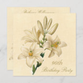 90e verjaardagsfeest Chic Lily Flowers Kaart (Voorkant / Achterkant)
