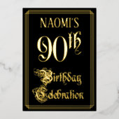 90e verjaardagsfeest — Fantasievol script & aangep Folie Uitnodiging (Voorkant)