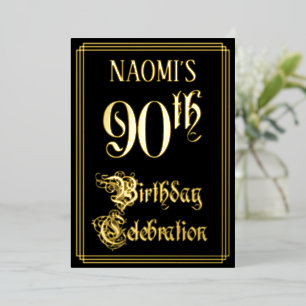 90e verjaardagsfeest — Fantasievol script & aangep Folie Uitnodiging