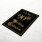 90e verjaardagsfeest — Fantasievol script & aangep Folie Uitnodiging (Gedraaid)