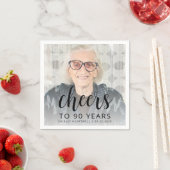 90e verjaardagsfeest Foto Black Script Cheers Servet (Insitu)