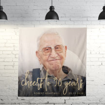 90e Verjaardagsfeest Foto Gouden Script Proost