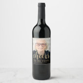 90e Verjaardagsfeest Foto Proost Wijn Etiket (Voorkant)
