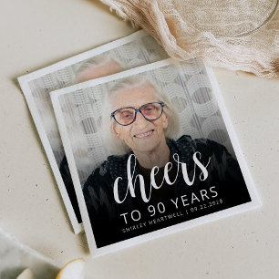 90e Verjaardagsfeest Foto Witte Script Proost Servet
