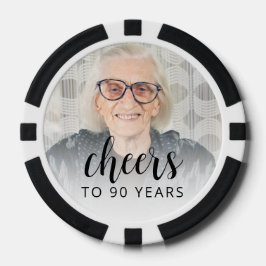 90e Verjaardagsfeest Foto Zwarte Script Proost Poker Chips