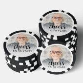 90e Verjaardagsfeest Foto Zwarte Script Proost Poker Chips (Opstapeling)