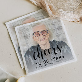 90e Verjaardagsfeest Foto Zwarte Script Proost Servet