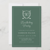 90e Verjaardagsfeest Golf Crest Elegant Schrift Sa Kaart (Voorkant)