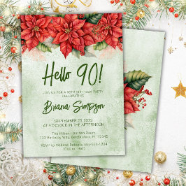 90e verjaardagsfeest Kerst Bloemen Bloemstuk Kaart