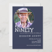 90e Verjaardagsfeest Mannen Foto Negentig Navy Blu Kaart (Voorkant)