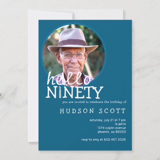 90e verjaardagsfeest Mannen foto Negentig Ocean Bl Kaart (Voorkant)