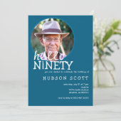 90e verjaardagsfeest Mannen foto Negentig Ocean Bl Kaart (Staand voorkant)