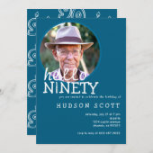 90e verjaardagsfeest Mannen foto Negentig Ocean Bl Kaart (Voorkant / Achterkant)