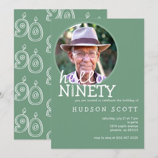 90e Verjaardagsfeest Mannen Foto Negentig Sage Gro Kaart (Voorkant / Achterkant)