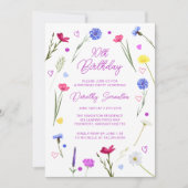 90e verjaardagsfeest Paarse Wildflower Meadow Kaart (Voorkant)