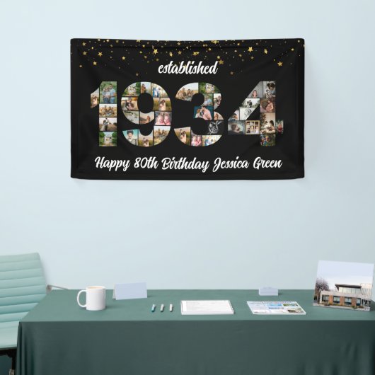 90e verjaardagsfeest Photo Collage Opgericht 1934 Spandoek (Beurs)