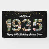 90e verjaardagsfeest Photo Collage Opgericht 1935 Spandoek (Horizontaal)
