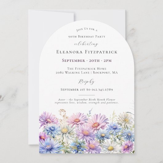 90e verjaardagsfeest september Geboortemaand Bloem Kaart (Voorkant)