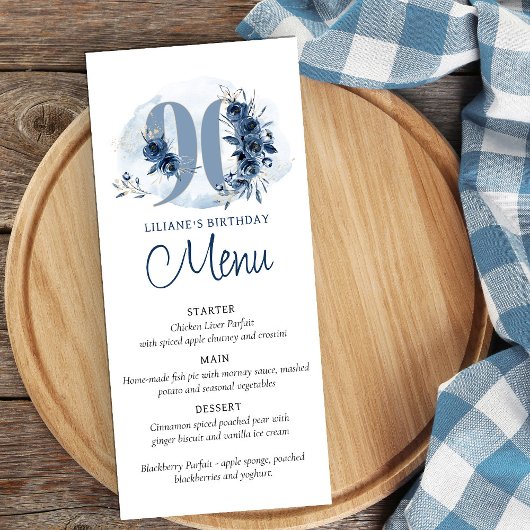 90e verjaardagsfeest volledig bewerkbaar plat menu