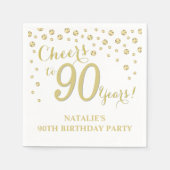 90e verjaardagsfeest Witte en gouden diamanten ser Servet (Voorkant)