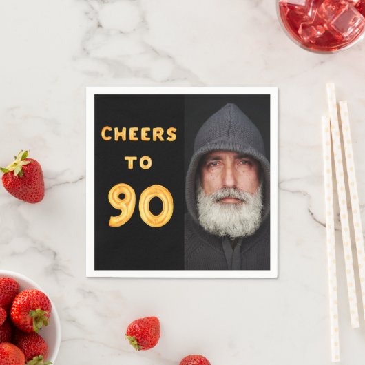 90e verjaardagsfeest zwarte gouddeken foto foto's servet (Insitu)