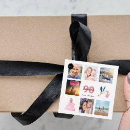 90e verjaardagsfeestje foto collage bedankt bedankjes labels