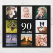 90e verjaardagsfeestje foto collage man zwarte bier etiket (Enkel label)