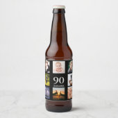 90e verjaardagsfeestje foto collage man zwarte bier etiket (Voorkant)