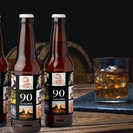 90e verjaardagsfeestje foto collage man zwarte bier etiket