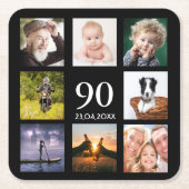 90e verjaardagsfeestje foto collage man zwarte kartonnen onderzetters (Voorkant)