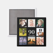90e verjaardagsfeestje foto collage man zwarte magneet (Voorkant / Achterkant)