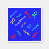 90e verjaardagsfeestje Herhaal naam Royal Blue Pap Servetten (Voorkant)