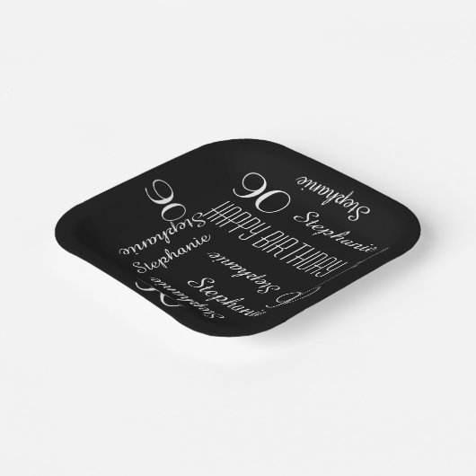 90e verjaardagsfeestje Herhalende Naam Vierkant Papieren Bordje (Gebogen)