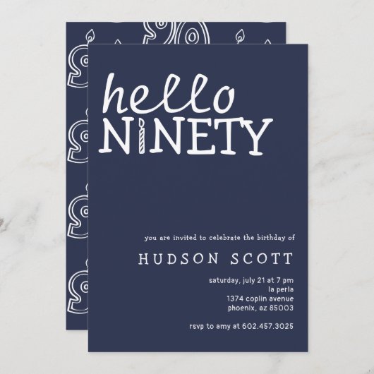 90e Verjaardagsfeestje Mannen Hallo Negentig Marin Kaart (Voorkant / Achterkant)