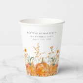 90e verjaardagsfeestje pompoen Wildflower Custom Papieren Bekers (Achterkant)
