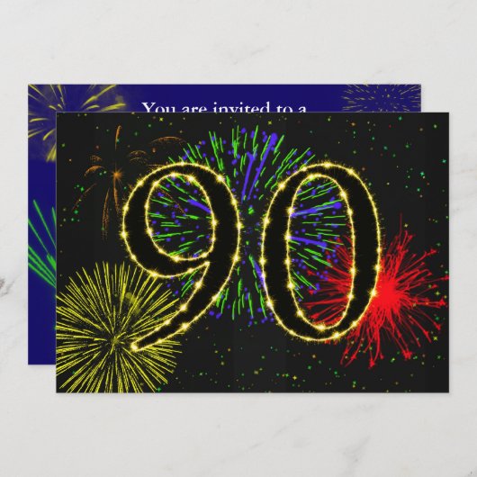 90e verjaardagsfeestje uitnodigen kaart (Voorkant / Achterkant)