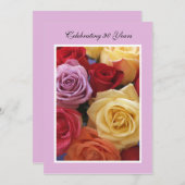 90e verjaardagsfeestje uitnodigings Rozen Kaart (Voorkant / Achterkant)