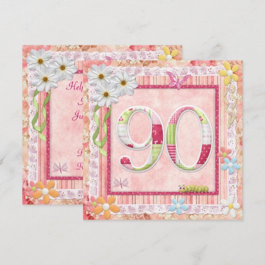 90e verjaardagsfeeststijl voor scrapbooking kaart (Voorkant / Achterkant)