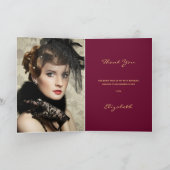 90e verjaardagsfoto Bourgogne floral Hartelijk dan Kaart (Binnen)