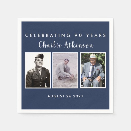 90e verjaardagsfoto verzamelt servetten (Voorkant)