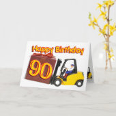 90e verjaardagskaart met een vorkheftruck kaart (Gele Bloem)
